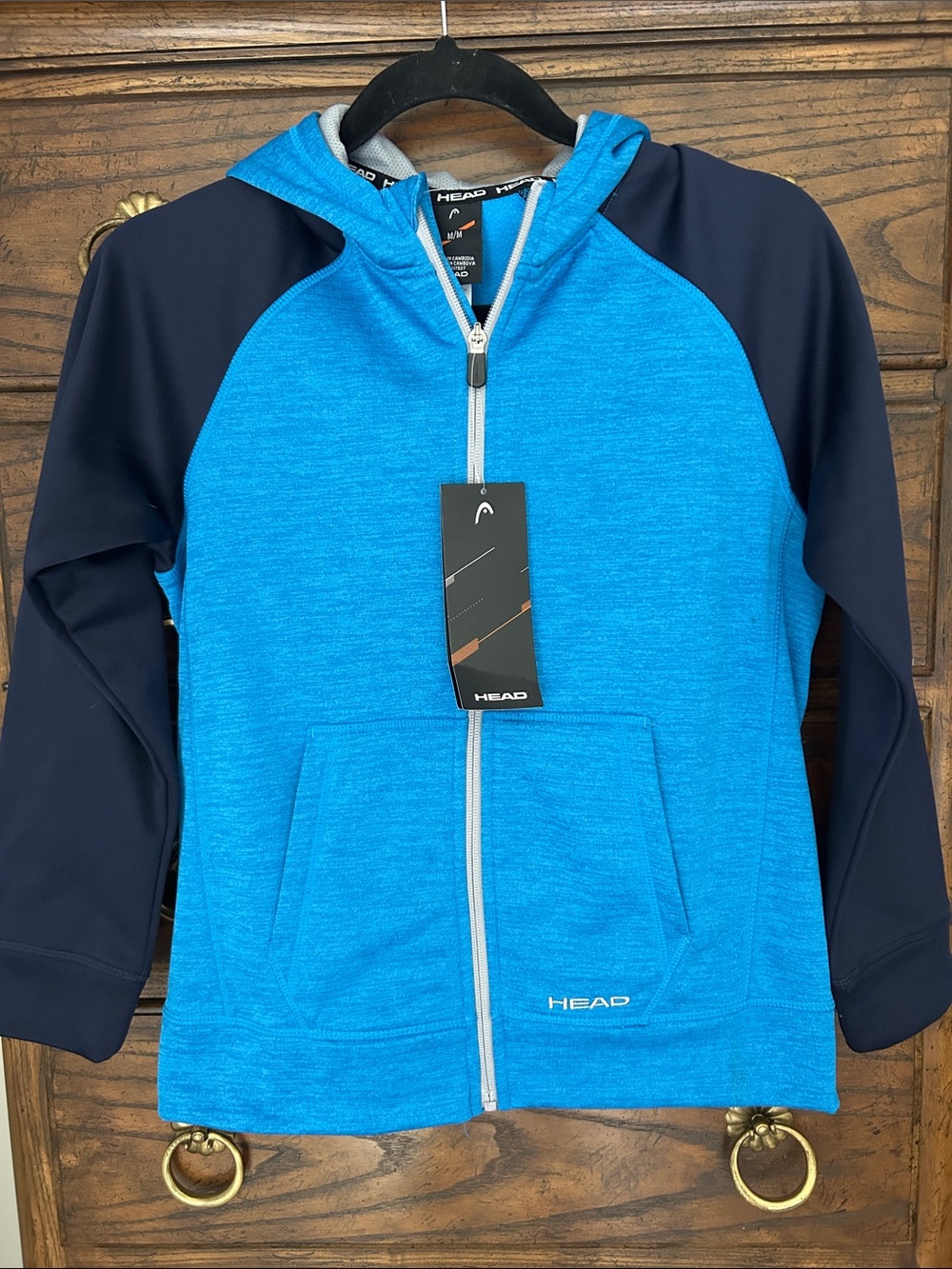 NWT Head Blue and Navy Full-Zip Hooded Hoodie for Kids, Size M